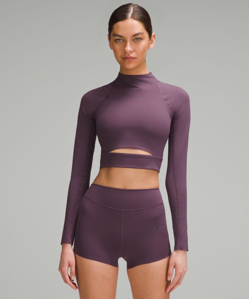 Lululemon | Women's Nulux High-Neck Cropped Track Long-Sleeve Shirt Grape Thistle