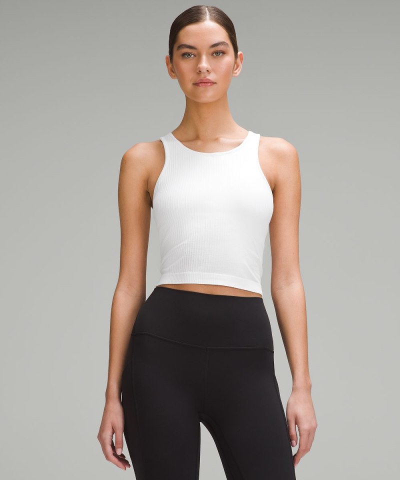 Lululemon | Women's Ebb to Street Cropped Racerback Tank Top Light Support, B / C Cup White