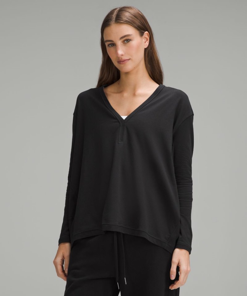 Lululemon | Women's Back In Action V-Neck Long-Sleeve Shirt Blac