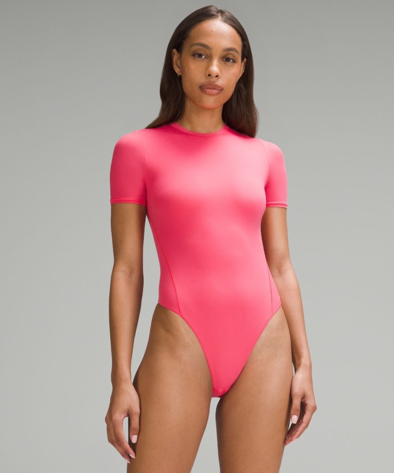 Lululemon | Women's Wundermost Ultra-Soft Nulu Short-Sleeve Crew Thong Bodysuit Glaze Pink