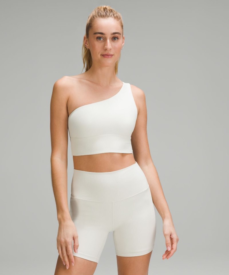 Lululemon | Women's Align Asymmetrical Ribbed Bra Light Support A / B Cup Shine Bone Radiate Transparent Foil