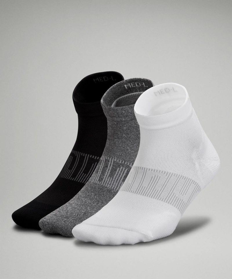 Lululemon | Women's WoPower Stride Ankle Socks 3 Pack White / Heather Grey / Black