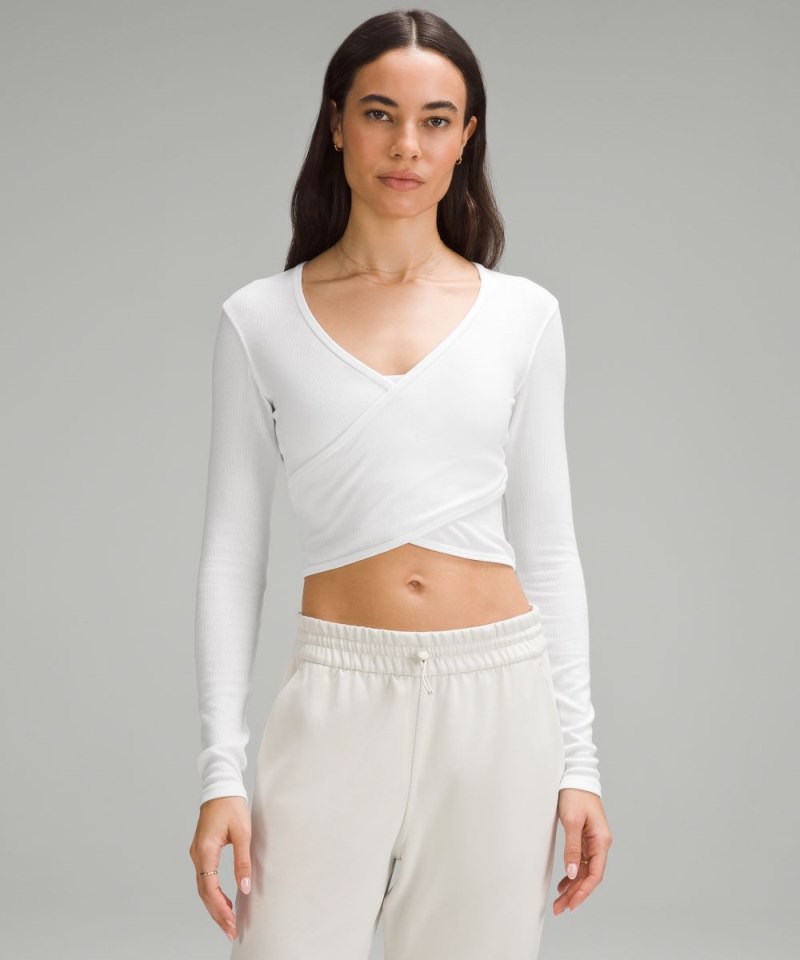 Lululemon | Women's Wrap-Front Ribbed Long-Sleeve Top White