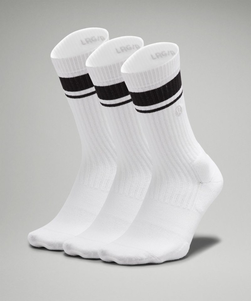 Lululemon | Men's Daily Stride Ribbed Comfort Crew Socks 3 Pack White / Black