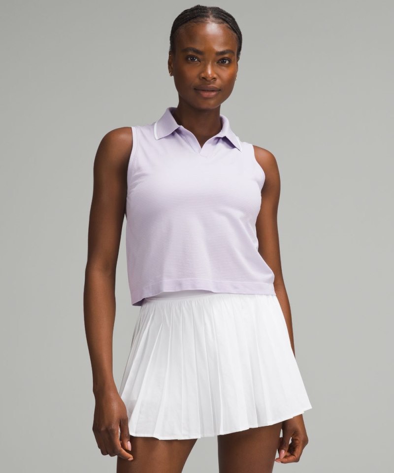 Lululemon | Women's Swiftly Tech Sleeveless Polo Shirt Colour Tip Lilac Ether / Lilac Ether / White