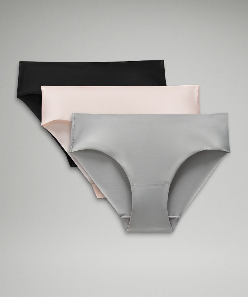 Lululemon | Women's InvisiWear Mid-Rise Bikini Underwear 3 Pack Silver Drop / Strawberry Milkshake / Black