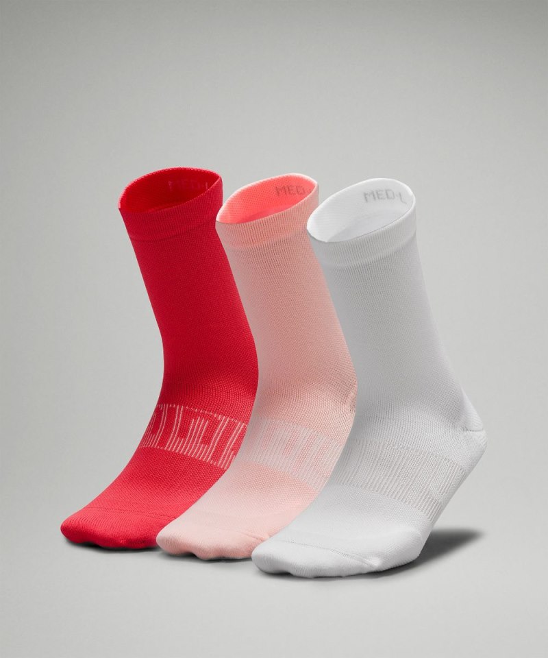 Lululemon | Women's WoPower Stride Crew Socks 3 Pack White / Strawberry Milkshake / Coralize (not available)