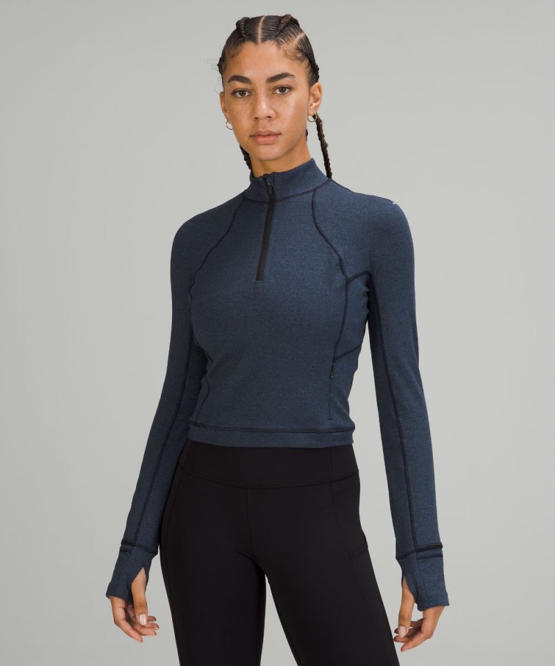 Lululemon | Women's It's Rulu Cropped Half Zip Heathered True Navy / Black