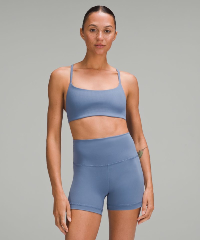 Lululemon | Women's Wunder Train Strappy Racer Bra Ribbed Light Support, A / B Cup Oasis Blue