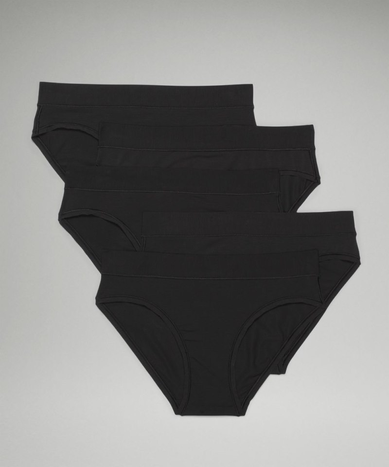 Lululemon | Women's UnderEase Mid-Rise Bikini Underwear 5 Pack Black