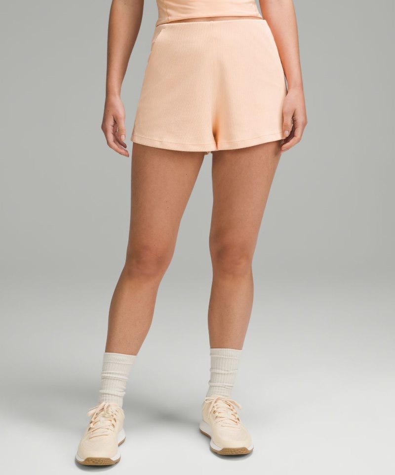 Lululemon | Women's Ribbed Softstreme High-Rise Short 2"L Peach Bellini