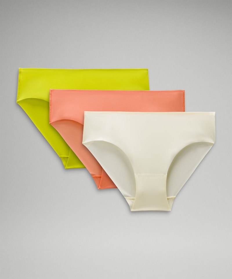 Lululemon | Women's InvisiWear Mid-Rise Bikini Underwear 3 Pack Sundance / Coral Kiss / Lichen Lime