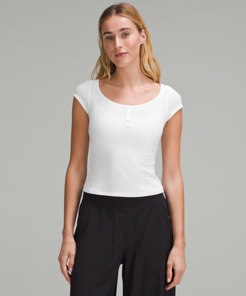 Lululemon | Women's Cap-Sleeve Henley T-Shirt White