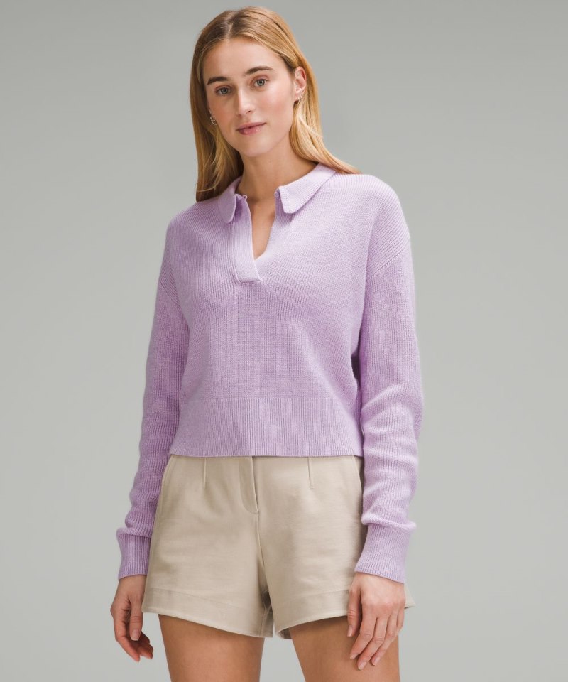 Lululemon | Women's Collared Merino Wool-Blend Sweater Heathered Lilac Ether