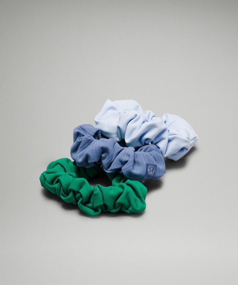 Lululemon | Women's Uplifting Scrunchies Nulu 3 Pack Cascadia Green / Windmill / Oasis Blue