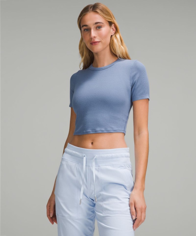 Lululemon | Women's Hold Tight Straight Hem Cropped T-Shirt Oasis Blue