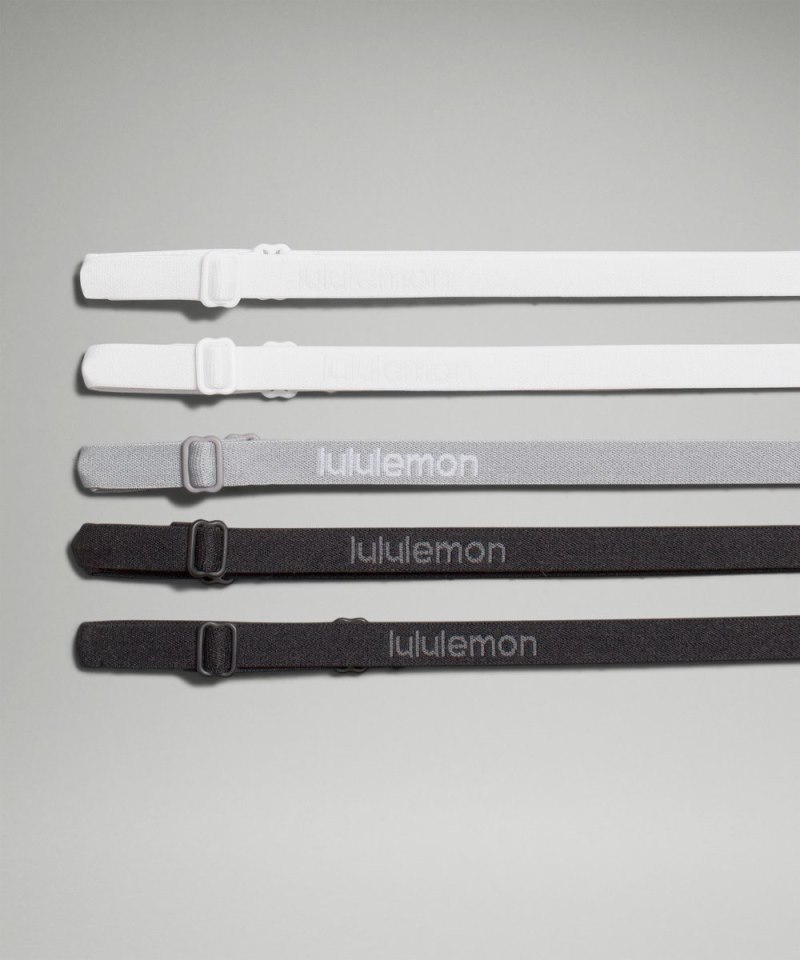 Lululemon | Women's WoSkinny Adjustable Headbands 5 Pack Black / Black / Rhino Grey / White / White