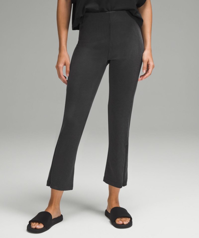 Lululemon | Women's Ribbed Softstreme Zip-Leg High-Rise Cropped Pant 25"L Black