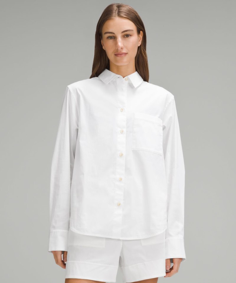 Lululemon | Women's Relaxed-Fit Cotton-Blend Poplin Button-Down Shirt White