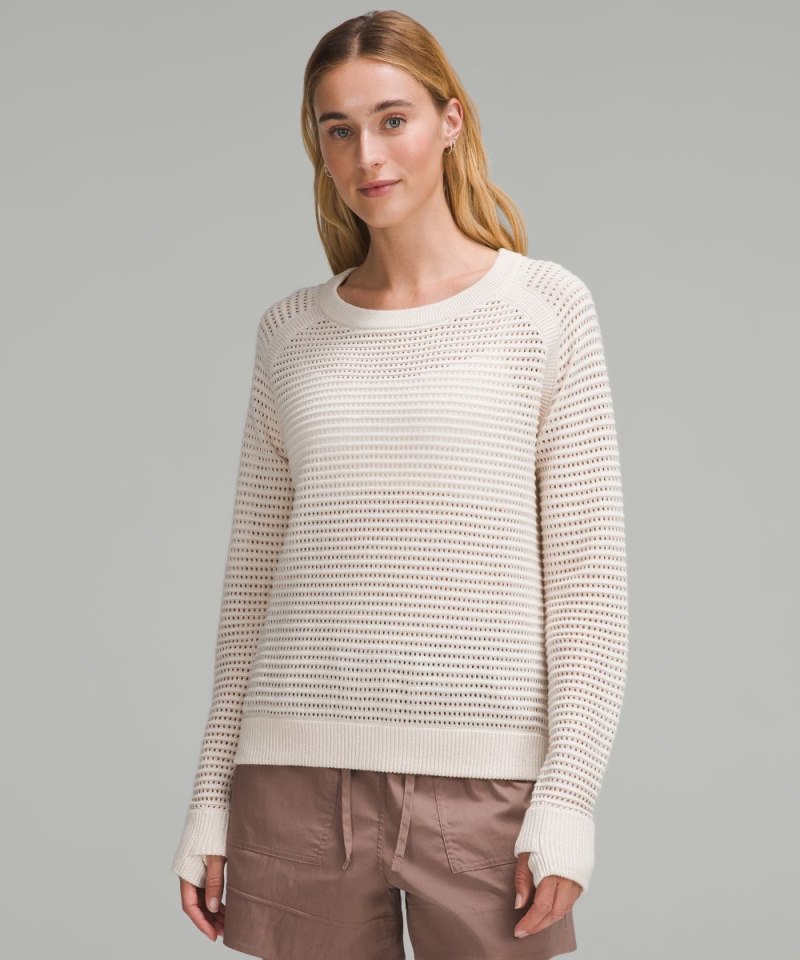 Lululemon | Women's Pointelle-Knit Cotton Sweater White Opal