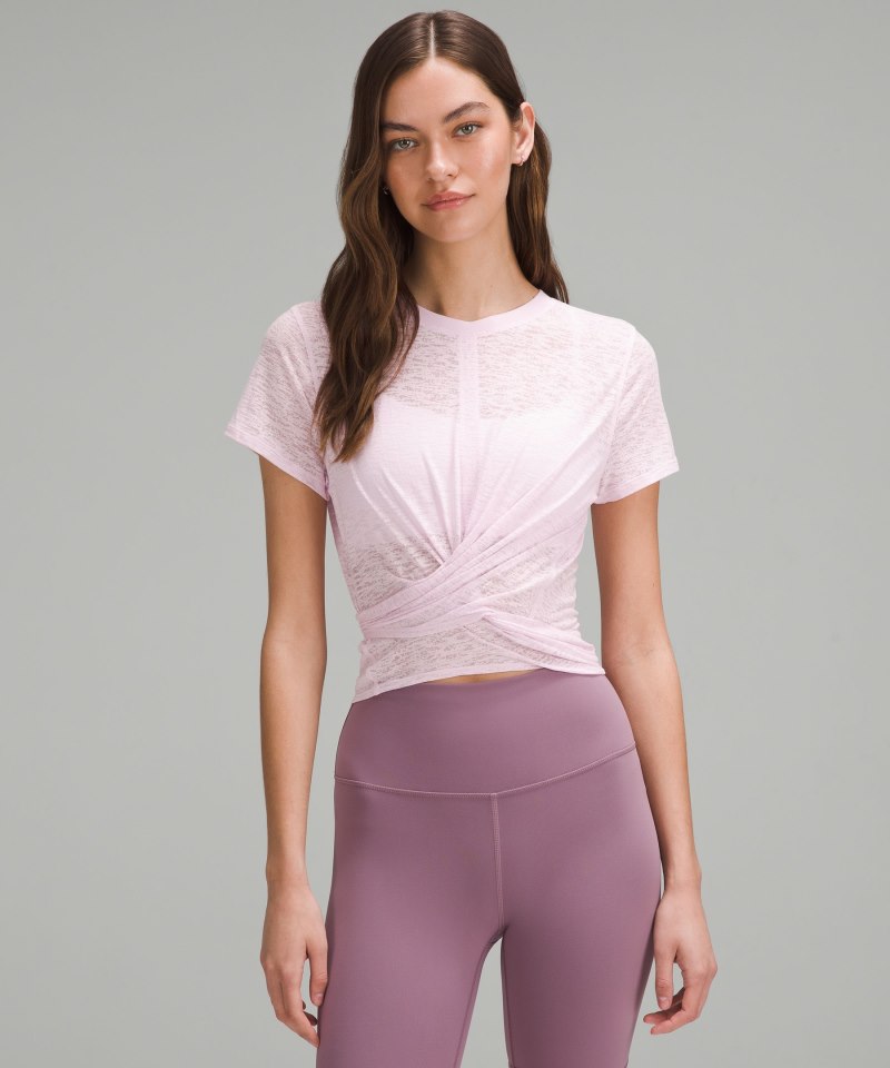 Lululemon | Women's Tie-Waist Breathable Short-Sleeve Shirt Meadowsweet Pink