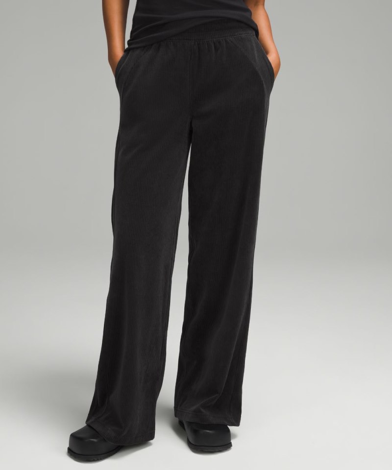 Lululemon | Women's Scuba Mid-Rise Wide-Leg Pant Velvet Cord Black