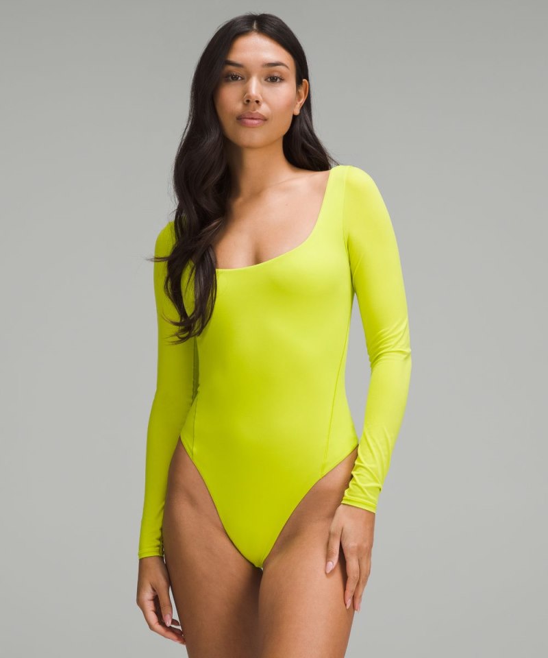 Lululemon | Women's Wundermost Ultra-Soft Nulu Square-Neck Long-Sleeve Bodysuit Lichen Lime