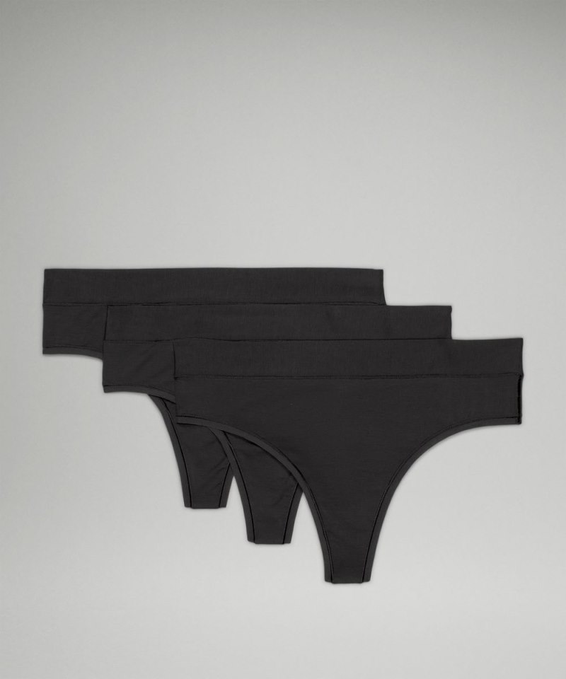 Lululemon | Women's UnderEase High-Rise Thong Underwear 3 Pack Black