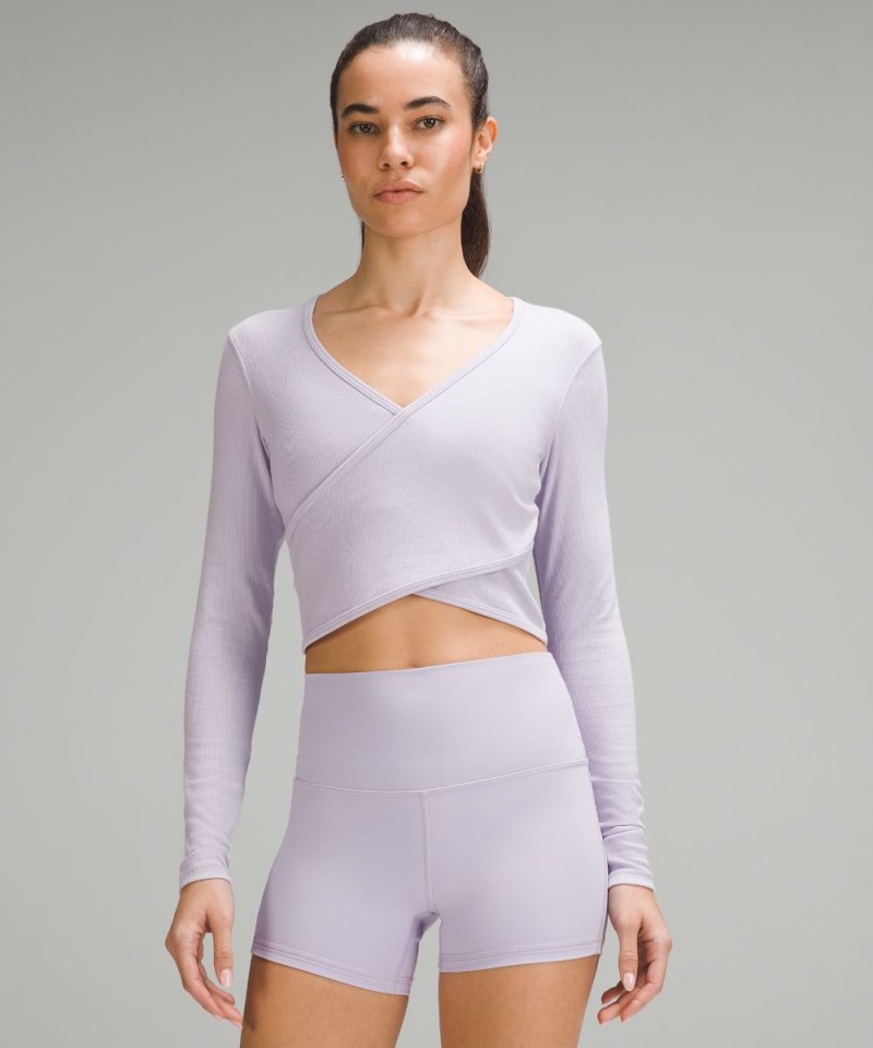 Lululemon | Women's Wrap-Front Ribbed Long-Sleeve Top Lilac Ethe