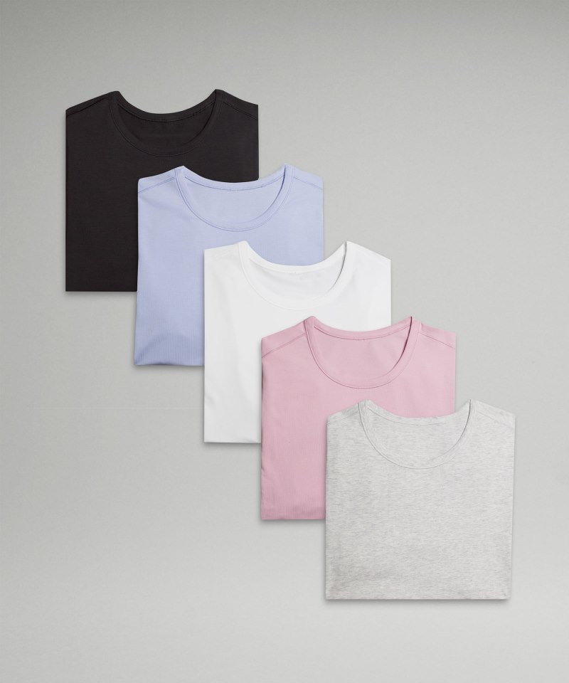 Lululemon | Men's 5 Year Basic T-Shirt 5 Pack Black / White / Heathered Vapor / Blue Linen