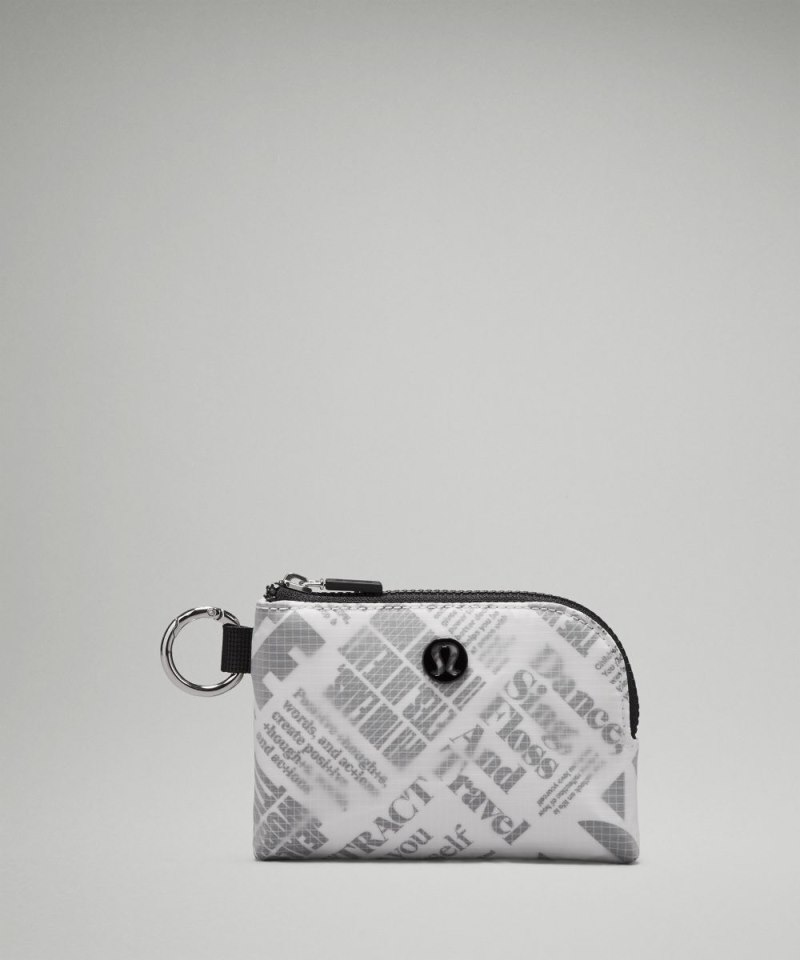 Lululemon | Women's Clippable Card Pouch Manifesto Print White / Black