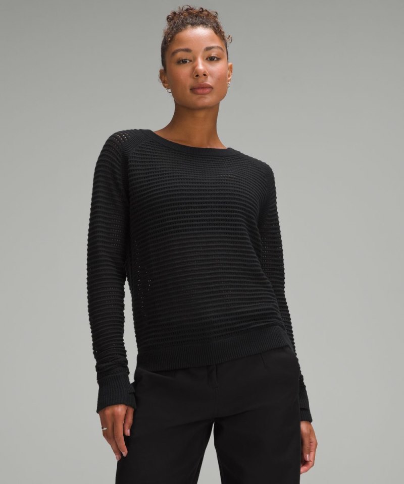 Lululemon | Women's Pointelle-Knit Cotton Sweater Black