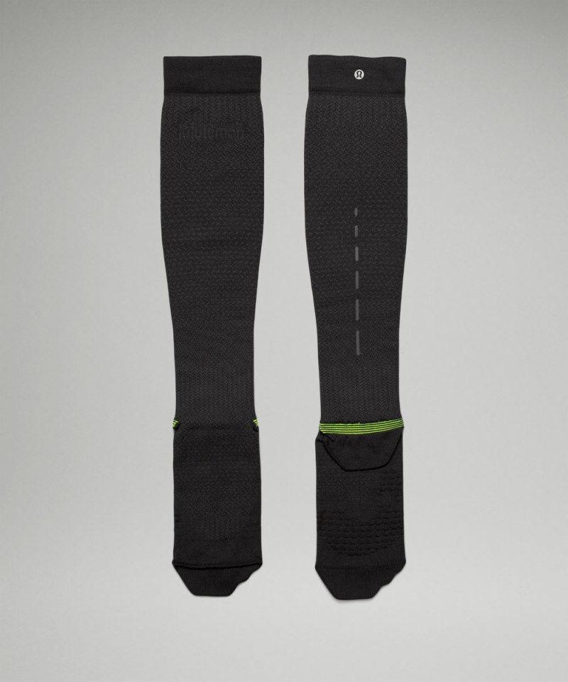 Lululemon | Men's MicroPillow Compression Knee-High Running Socks Light Cushioning Black / Highlight Yellow