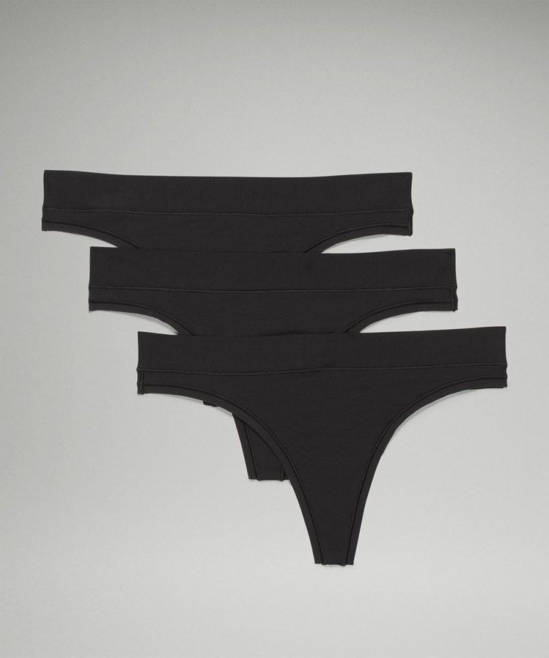 Lululemon | Women's UnderEase Mid-Rise Thong Underwear 3 Pack Bl