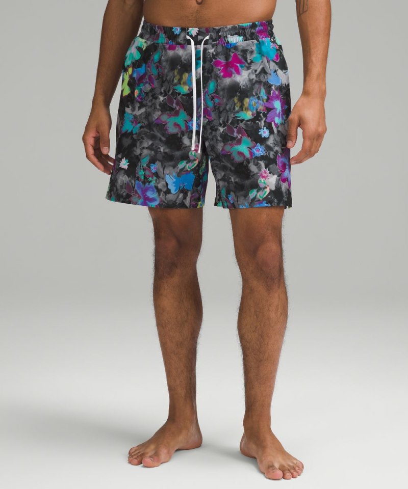 Lululemon | Men's Pool Short 7"L Lined Floral Freestyle Black Mu