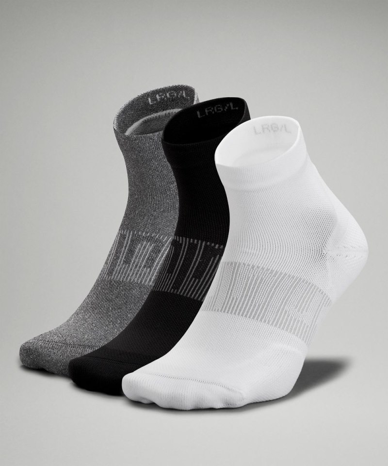 Lululemon | Men's Power Stride Ankle Socks 3 Pack White / Heathe