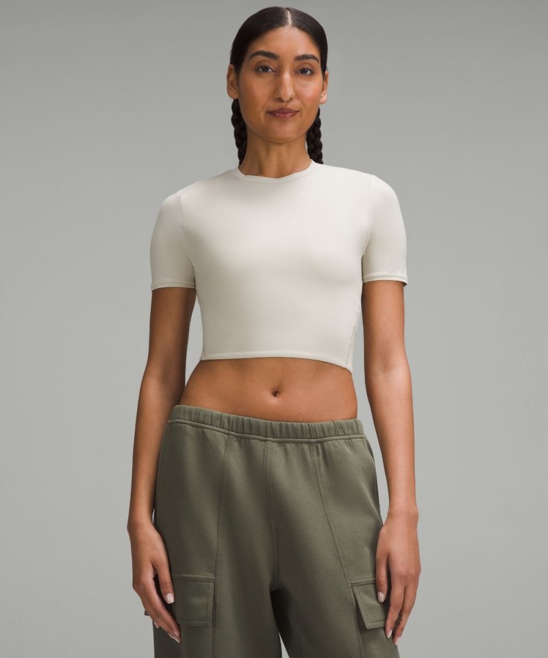 Lululemon | Women's Wundermost Ultra-Soft Nulu Crewneck Cropped T-Shirt Mojave Tan