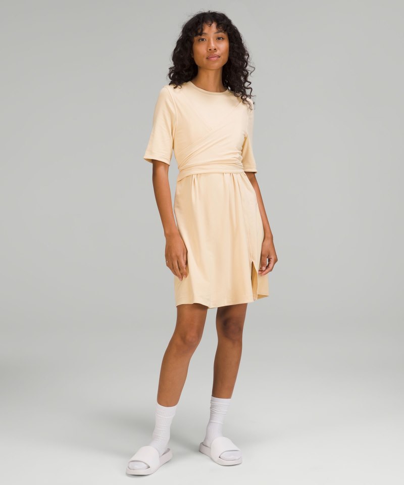 Lululemon | Women's Cotton Wrap-Front T-Shirt Dress Prosecco