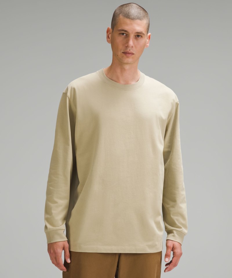 Lululemon | Men's Heavyweight Cotton Jersey Long-Sleeve Shirt Compass Khaki