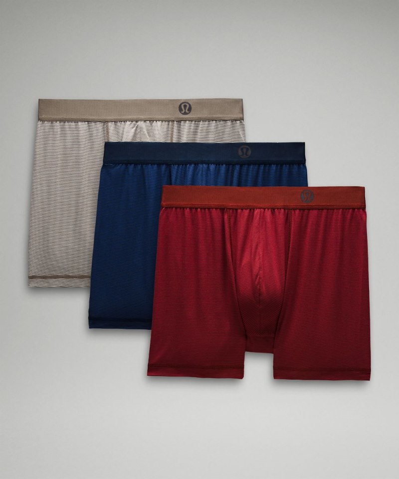 Lululemon | Men's Always In Motion Boxer 5"L 3 Pack Jumie Stripe Nimbus Rover / Jumie Stripe Gamay Red Malbec Red / Jumie Stripe Gatsby Blue True Navy