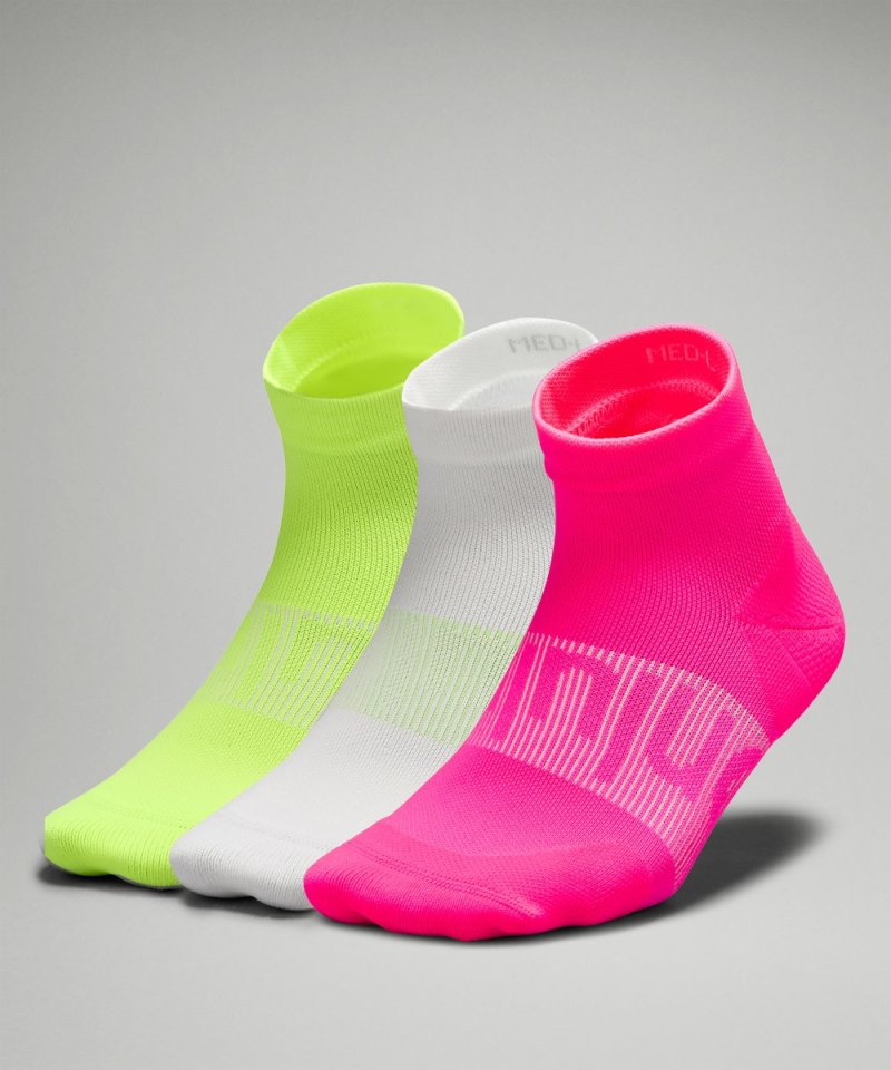 Lululemon | Women's WoPower Stride Ankle Socks 3 Pack Highlight Pink / White / Absinthe / Highlight Yellow