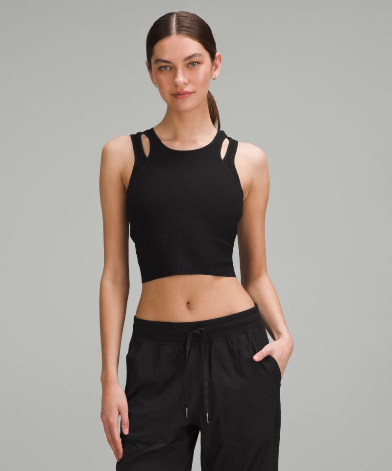 Lululemon | Women's Cut-Out Knit Tank Top Black / Black (not ava