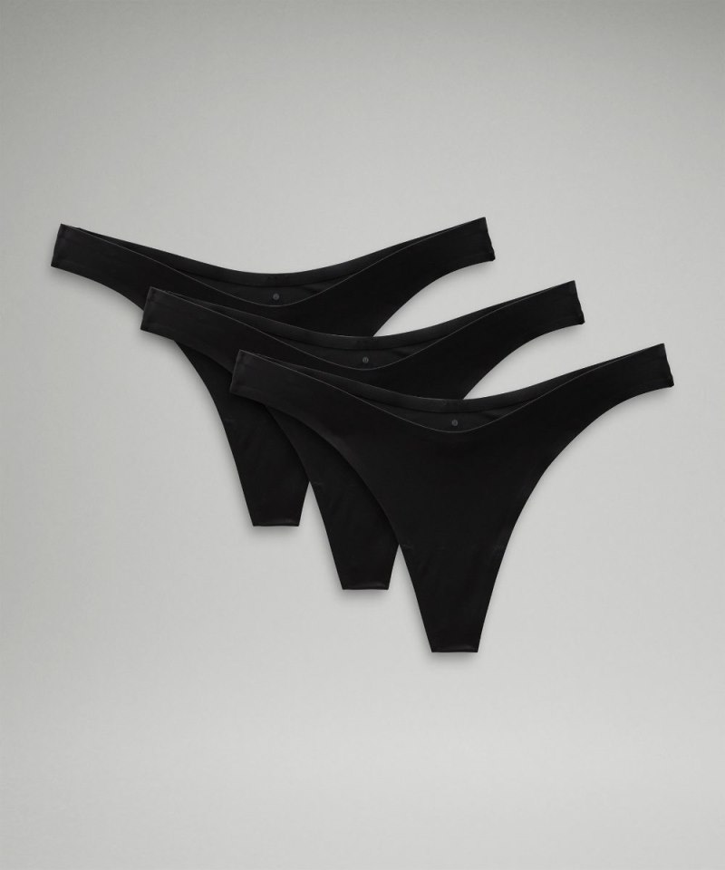 Lululemon | Women's Wundermost Ultra-Soft Nulu Dipped-Waist Thong Underwear 3 Pack Black