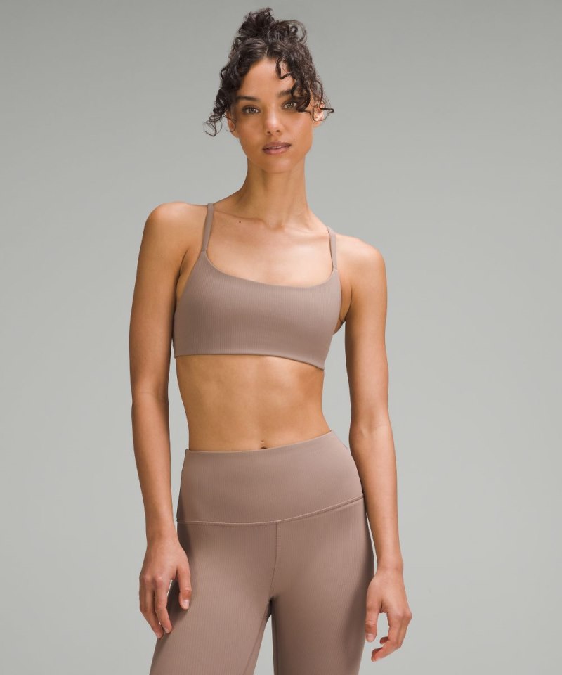 Lululemon | Women's Wunder Train Strappy Racer Bra Ribbed Light Support, A / B Cup Taupetastic