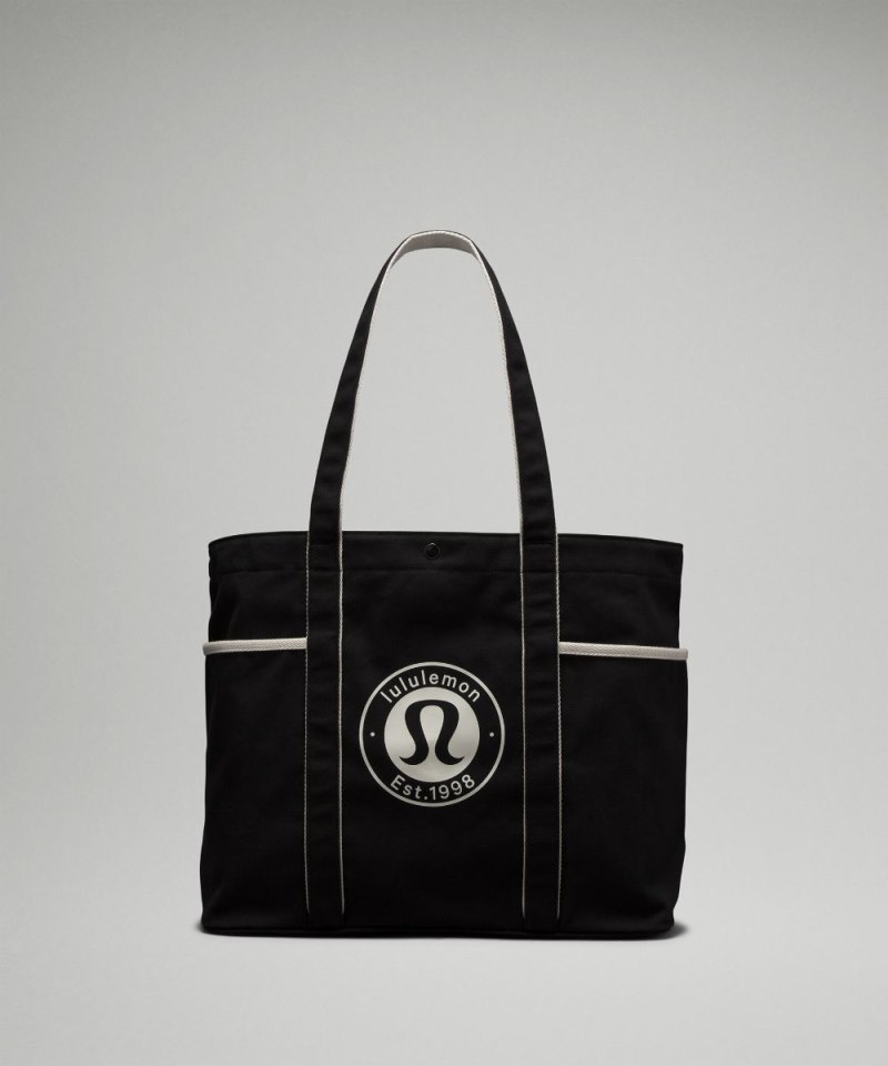 Lululemon | Men's Daily Multi-Pocket Canvas Tote Bag 20L Logo Black / White Opal