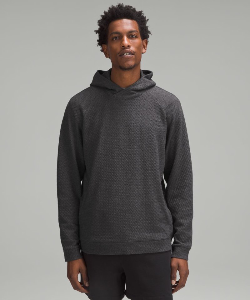 Lululemon | Men's Textured Double-Knit Cotton Hoodie Heathered Black / Black