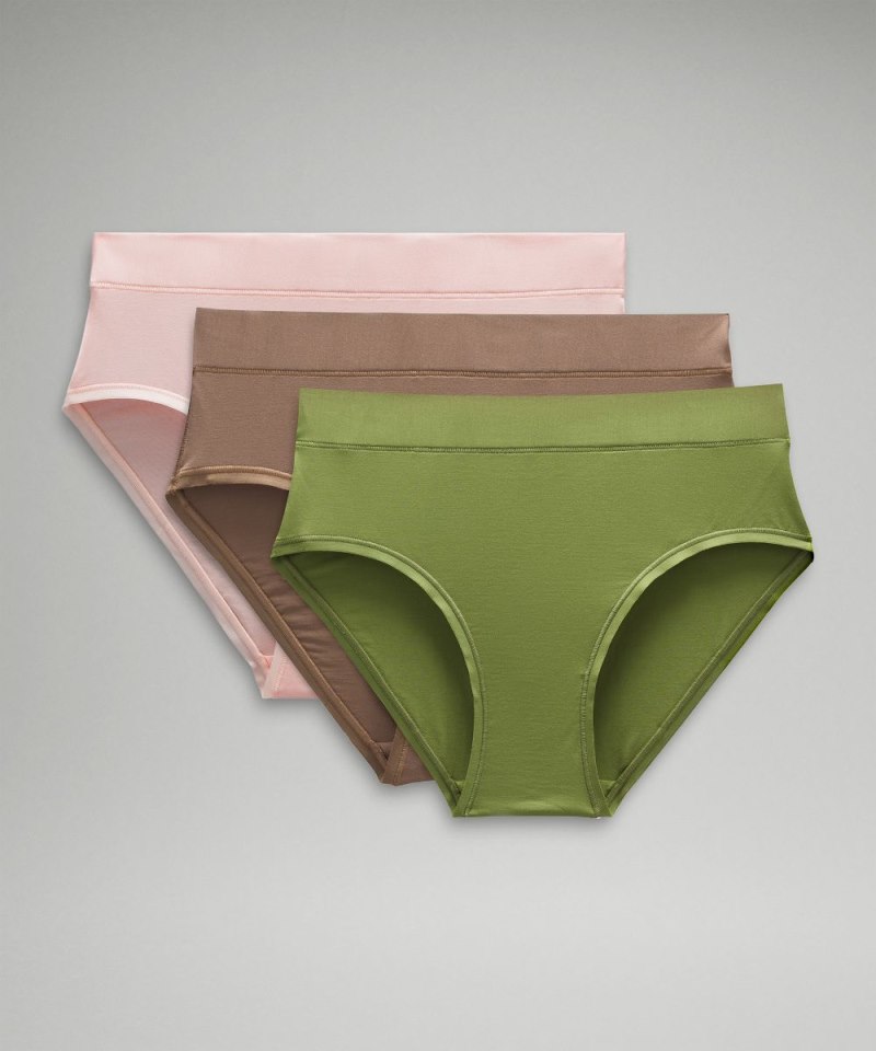 Lululemon | Women's UnderEase High-Rise Bikini Underwear 3 Pack Strawberry Milkshake / Taupetastic / Herbaceous Green