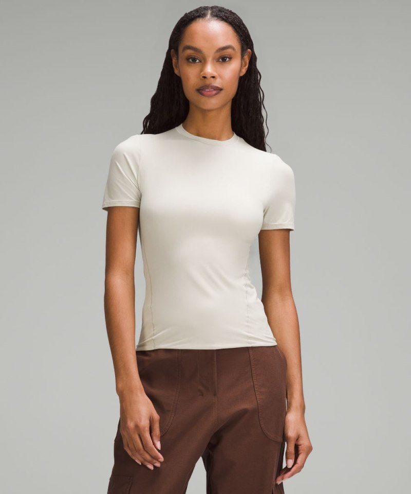 Lululemon | Women's Wundermost Ultra-Soft Nulu Hip-Length Crew Short-Sleeve Shirt Mojave Tan