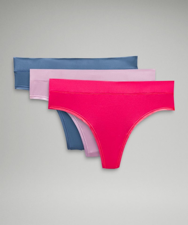 Lululemon | Women's UnderEase High-Rise Thong Underwear 3 Pack Oasis Blue / Vitapink / Glaze Pink