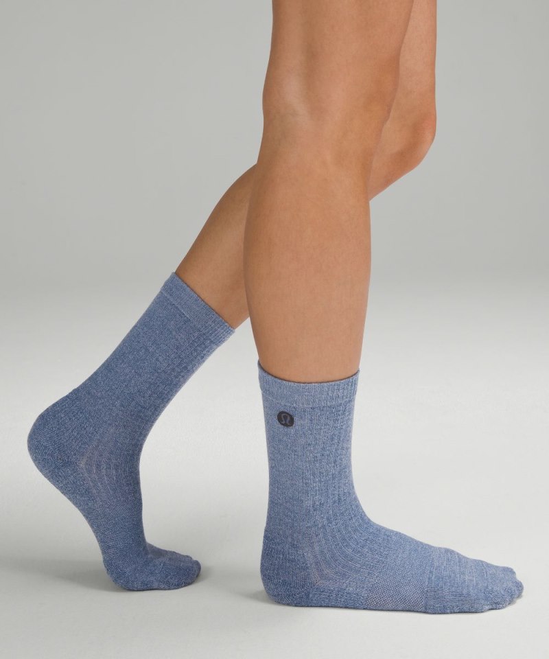 Lululemon | Women's WoDaily Stride Ribbed Comfort Crew Socks Heathered Oasis Blue